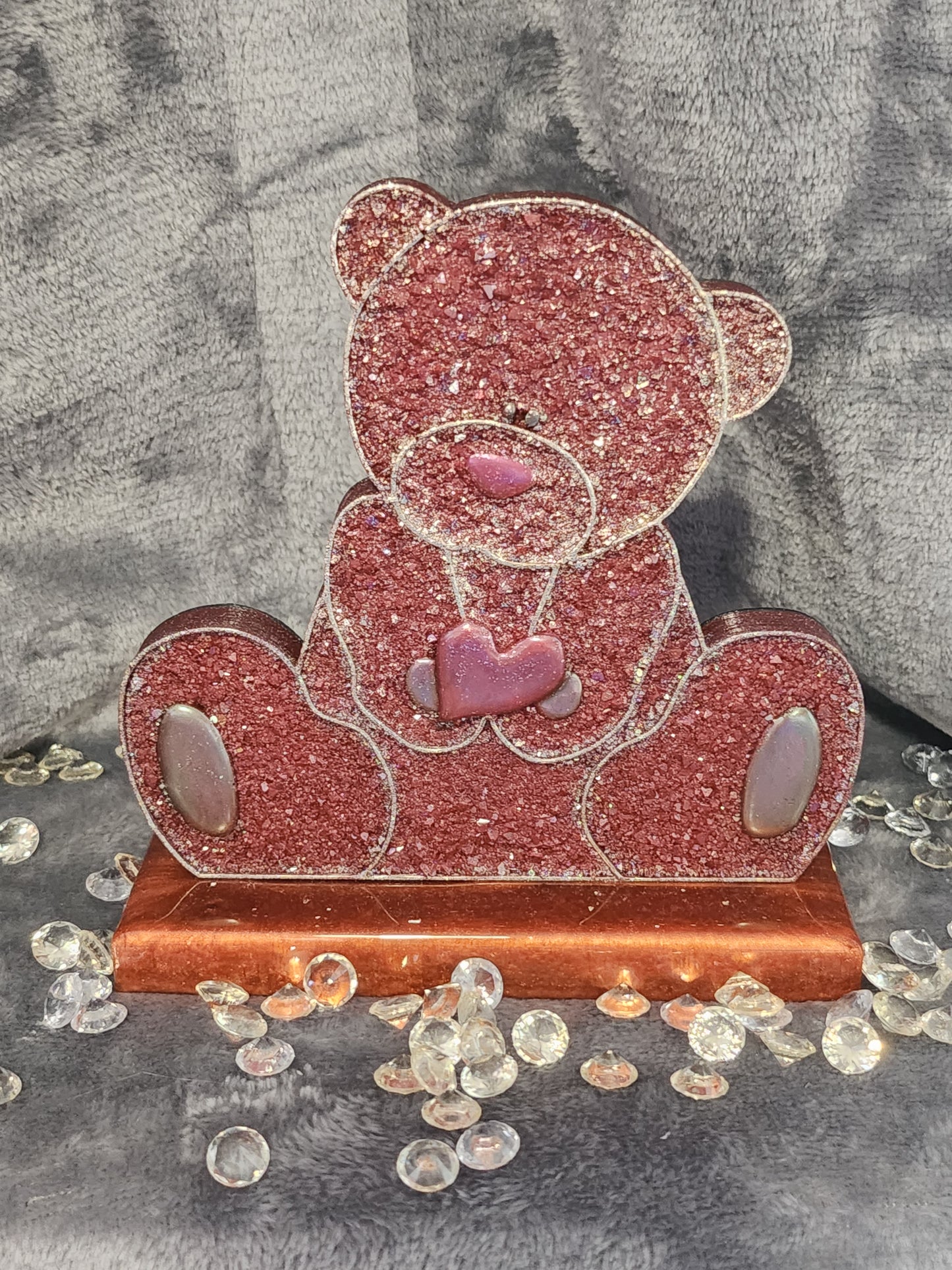 Druzy Sitting Bear with Heart